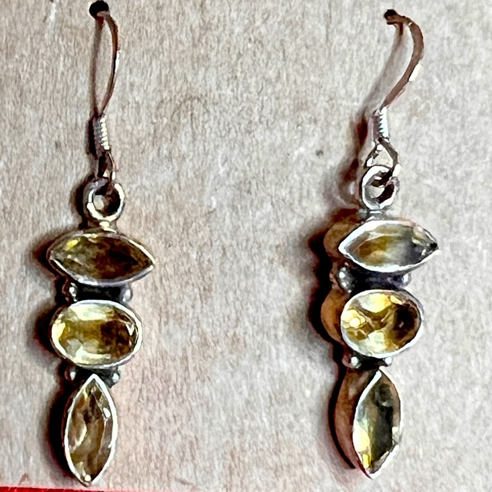 Lemon ice Citrine Hook Earrings in .925 Sterling Silver